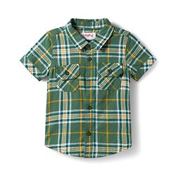 Babyhug 100% Cotton Woven Half Sleeves Checks Shirt & Shorts Set - Green & Khaki