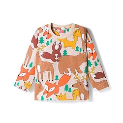 Babyhug Cotton Knit Full Sleeves Co-ords Night Suit with Jungle Theme Print - Brown