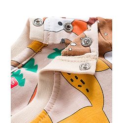 Babyhug Cotton Knit Full Sleeves Co-ords Night Suit with Jungle Theme Print - Brown