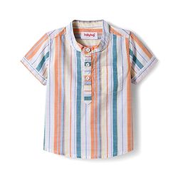 Babyhug Cotton Knit Half Sleeves Striped Shirt & Shorts Set - Multicolor