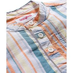 Babyhug Cotton Knit Half Sleeves Striped Shirt & Shorts Set - Multicolor