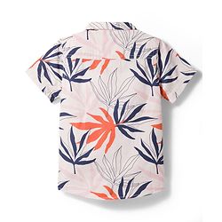 Babyhug Cotton Woven Half Sleeves Shirt & Shorts Set with Tropical Theme Print - Rust Orange & White