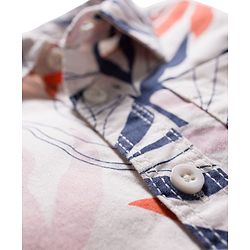 Babyhug Cotton Woven Half Sleeves Shirt & Shorts Set with Tropical Theme Print - Rust Orange & White