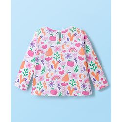 Babyhug 100% Cotton Knit Full Sleeves T-Shirt with Tropical Theme Print - White