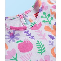Babyhug 100% Cotton Knit Full Sleeves T-Shirt with Tropical Theme Print - White