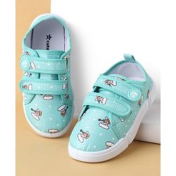 Cute Walk by Babyhug Velcro Closure Casual Shoes With Animal Print - Green