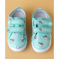 Cute Walk by Babyhug Velcro Closure Casual Shoes With Animal Print - Green