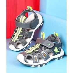 Cute Walk by Babyhug Velcro Closure Solid Sandals - Black