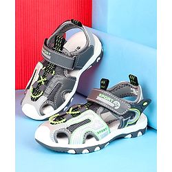 Cute Walk by Babyhug Velcro Closure Sandals With Sport Print - Black
