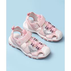 Cute Walk by Babyhug Velcro Closure Sandals With Heart Applique - Pink