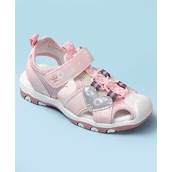 Cute Walk by Babyhug Velcro Closure Sandals With Heart Applique - Pink