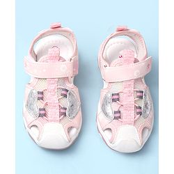 Cute Walk by Babyhug Velcro Closure Sandals With Heart Applique - Pink