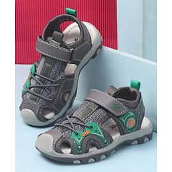 Cute Walk by Babyhug Velcro Closure Solid Sandals - Grey