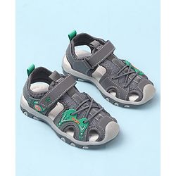 Cute Walk by Babyhug Velcro Closure Solid Sandals - Grey