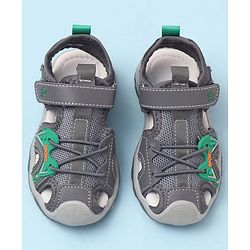 Cute Walk by Babyhug Velcro Closure Solid Sandals - Grey