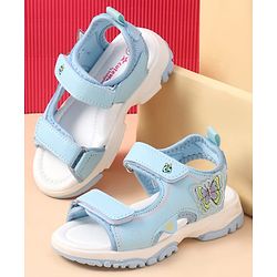 Cute Walk by Babyhug Velcro Closure Sandals with Butterfly Applique - Blue