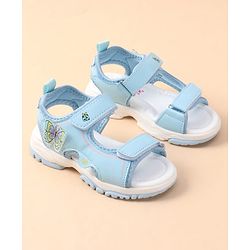 Cute Walk by Babyhug Velcro Closure Sandals with Butterfly Applique - Blue