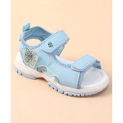 Cute Walk by Babyhug Velcro Closure Sandals with Butterfly Applique - Blue