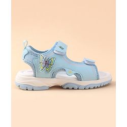 Cute Walk by Babyhug Velcro Closure Sandals with Butterfly Applique - Blue