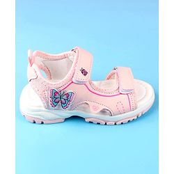 Cute Walk by Babyhug Velcro Closure Sandals with Butterfly Applique - Blue