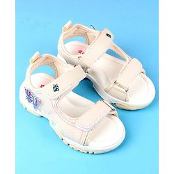 Cute Walk by Babyhug Velcro Closure Sandals with Butterfly Applique - Blue