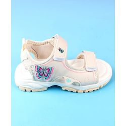 Cute Walk by Babyhug Velcro Closure Sandals with Butterfly Applique - Blue