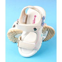 Cute Walk by Babyhug Velcro Closure Sandals with Butterfly Applique - Blue