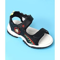 Cute Walk by Babyhug Velcro Closure Sandals with Space Theme Print & Applique - Black