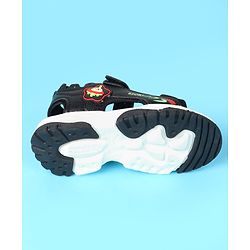 Cute Walk by Babyhug Velcro Closure Sandals with Space Theme Print & Applique - Black