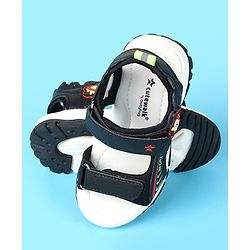 Cute Walk by Babyhug Velcro Closure Sandals with Space Theme Print & Applique - Black