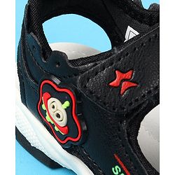 Cute Walk by Babyhug Velcro Closure Sandals with Space Theme Print & Applique - Black