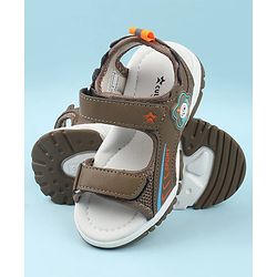 Cute Walk by Babyhug Velcro Closure Sandals with Space Theme Print & Applique - Black