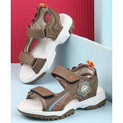 Cute Walk by Babyhug Velcro Closure Sandals with Space Theme Print & Applique - Black