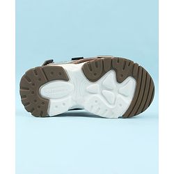 Cute Walk by Babyhug Velcro Closure Sandals with Space Theme Print & Applique - Black