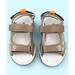 Cute Walk by Babyhug Velcro Closure Sandals with Space Theme Print & Applique - Black