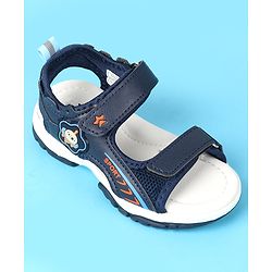 Cute Walk by Babyhug Velcro Closure Sandals with Space Theme Print & Applique - Black
