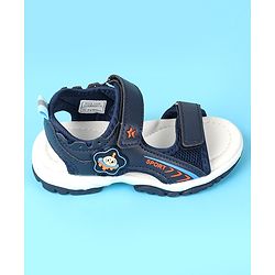 Cute Walk by Babyhug Velcro Closure Sandals with Space Theme Print & Applique - Black