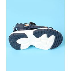 Cute Walk by Babyhug Velcro Closure Sandals with Space Theme Print & Applique - Black