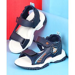 Cute Walk by Babyhug Velcro Closure Sandals with Space Theme Print & Applique - Black