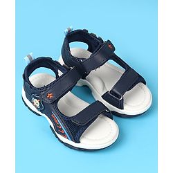 Cute Walk by Babyhug Velcro Closure Sandals with Space Theme Print & Applique - Black