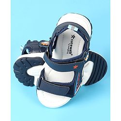 Cute Walk by Babyhug Velcro Closure Sandals with Space Theme Print & Applique - Black