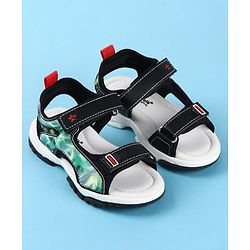Cute Walk by Babyhug Velcro Closure Printed Sandals - Black