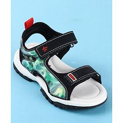 Cute Walk by Babyhug Velcro Closure Printed Sandals - Black