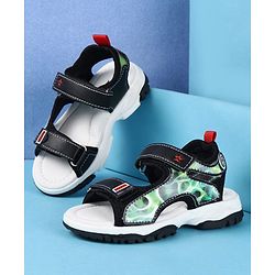 Cute Walk by Babyhug Velcro Closure Printed Sandals - Black