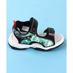 Cute Walk by Babyhug Velcro Closure Printed Sandals - Black