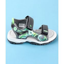 Cute Walk by Babyhug Velcro Closure Printed Sandals - Black