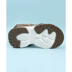 Cute Walk by Babyhug Velcro Closure Sandals with Space Theme Print & Applique - Khaki
