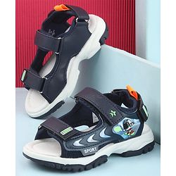 Cute Walk by Babyhug Velcro Closure Sandals with Space Theme Print & Applique - Khaki
