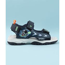 Cute Walk by Babyhug Velcro Closure Sandals with Space Theme Print & Applique - Khaki