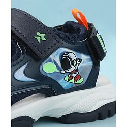 Cute Walk by Babyhug Velcro Closure Sandals with Space Theme Print & Applique - Khaki
